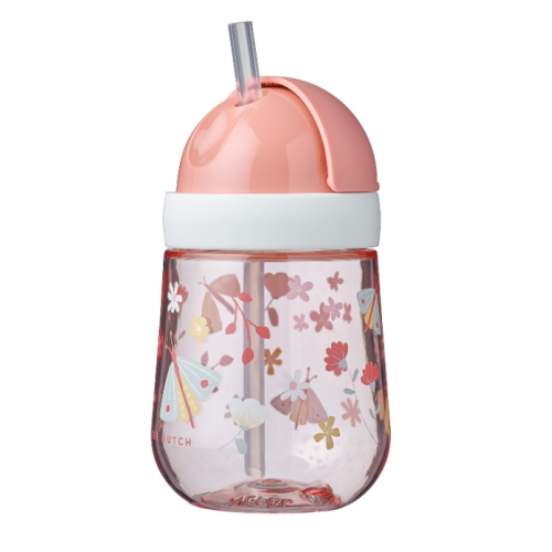 Kubek dziecięcy ze słomką MIO Flowers & Butterflies 300ml 108014065243 Wielokolorowy MPL108014065243 