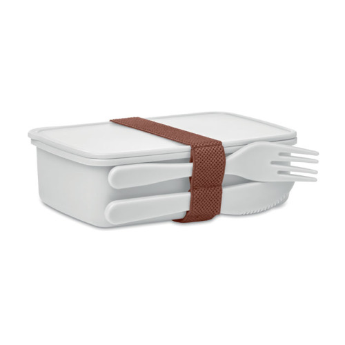 Lunchbox ze sztućcami Biały MO6254-06 