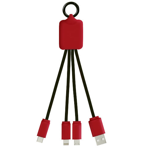 Kabel z podświetlonym logo 3w1 z brelokiem - SCX.design C15 Mid red 2PX00191 (1)